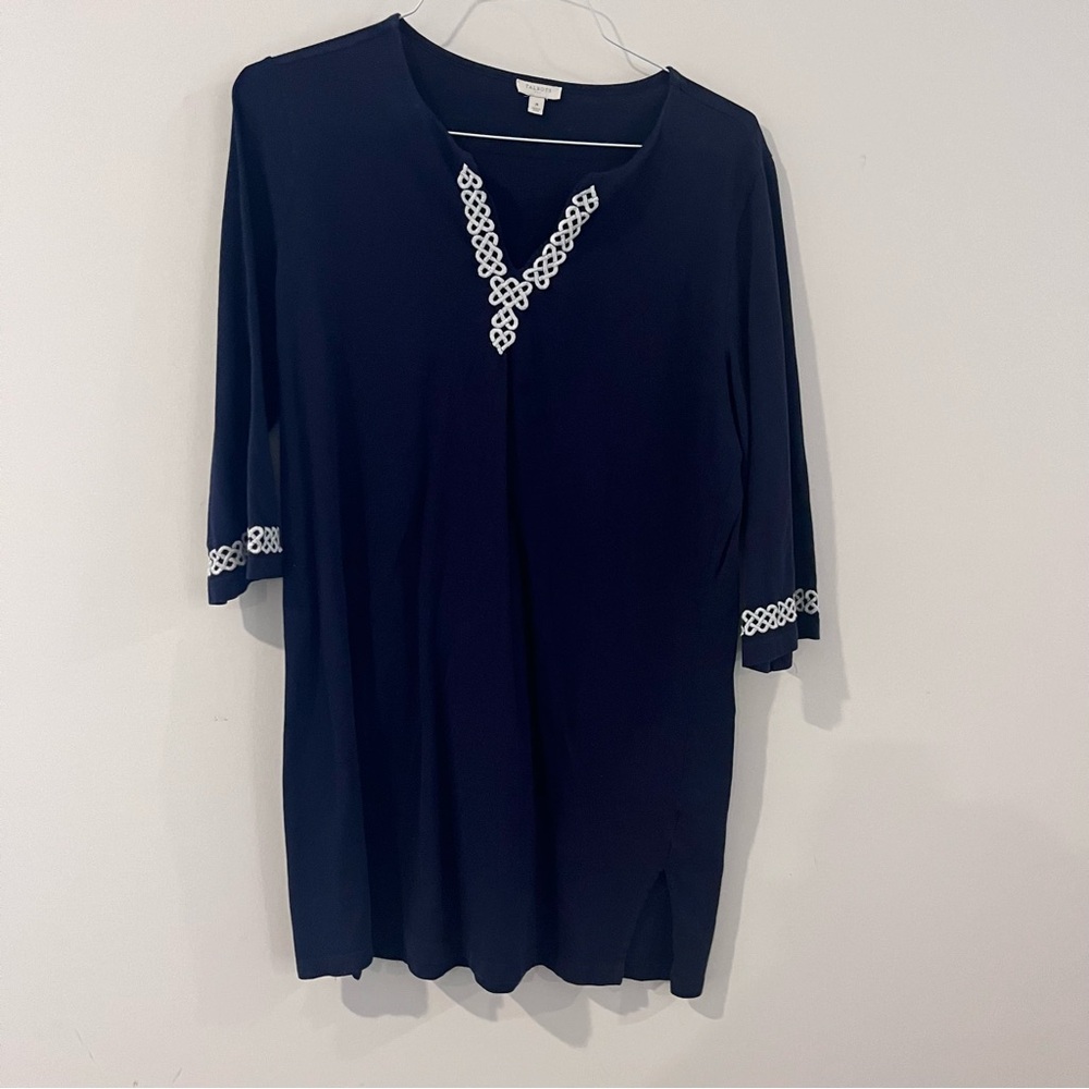 Talbots Navy Tunic with White Trim
